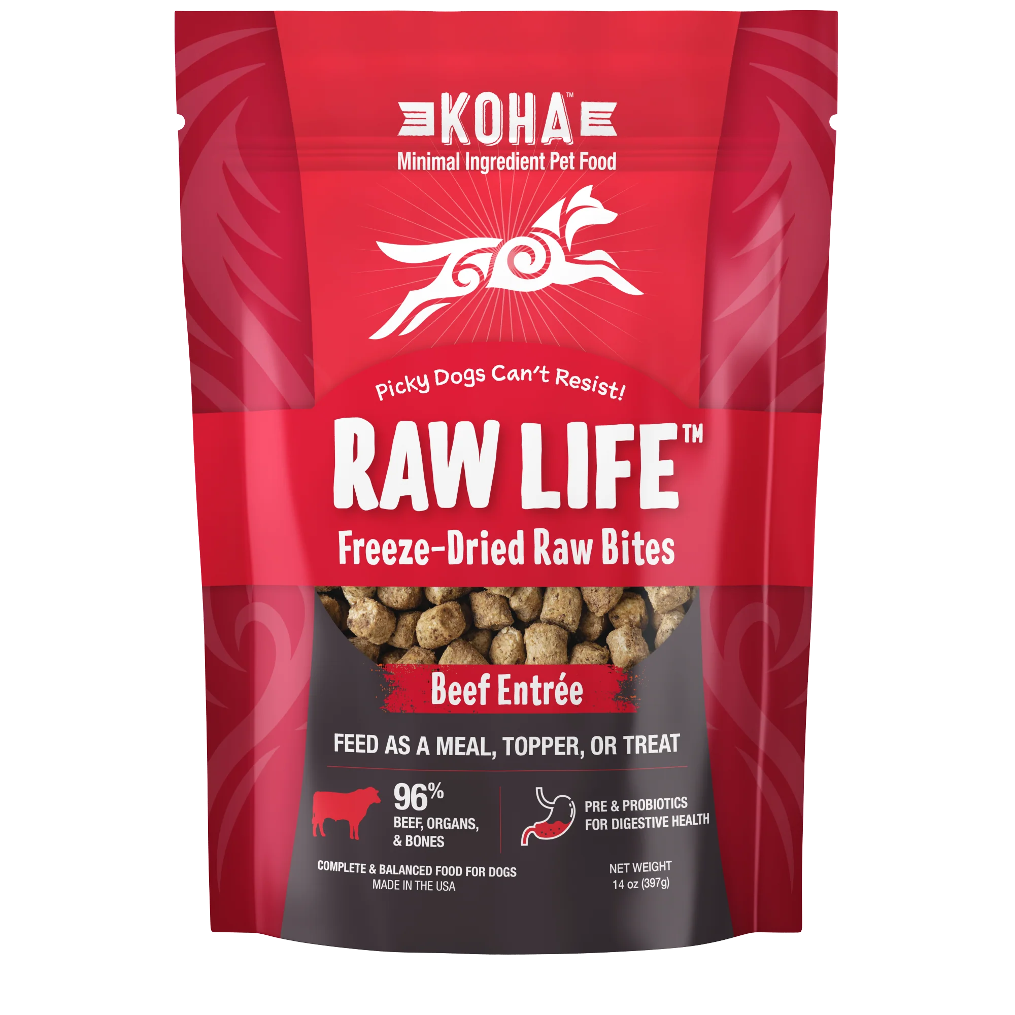 Koha Raw Life Freeze Dried Bites For Dogs Beef 14oz