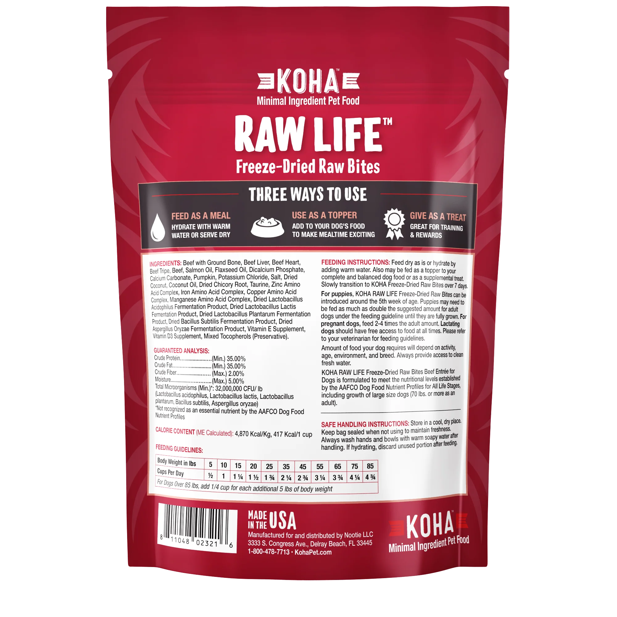 Koha Raw Life Freeze Dried Bites For Dogs Beef 14oz