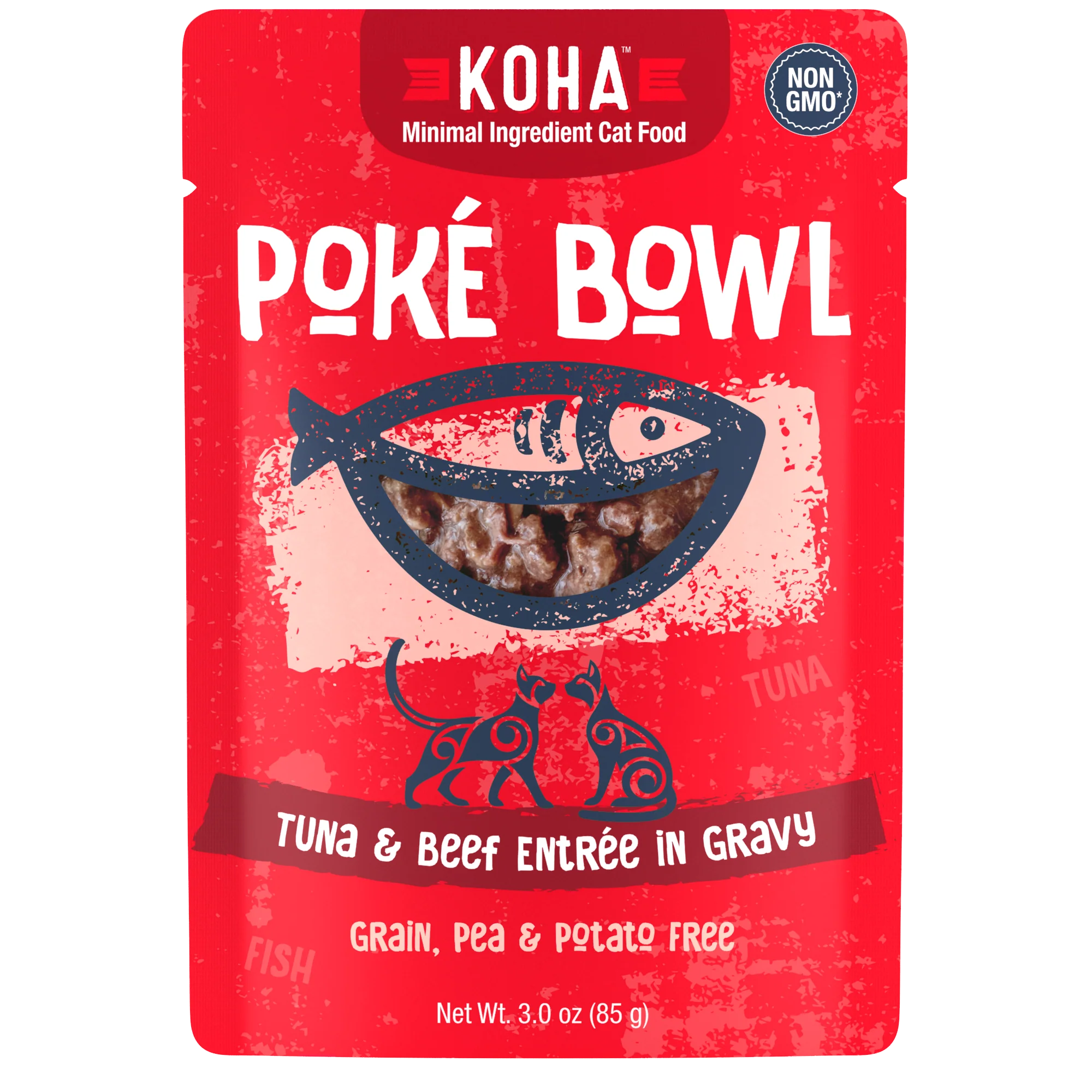 Koha Poke Bowl Cat Grain Free Tuna & Beef in Gravy 3oz pouch