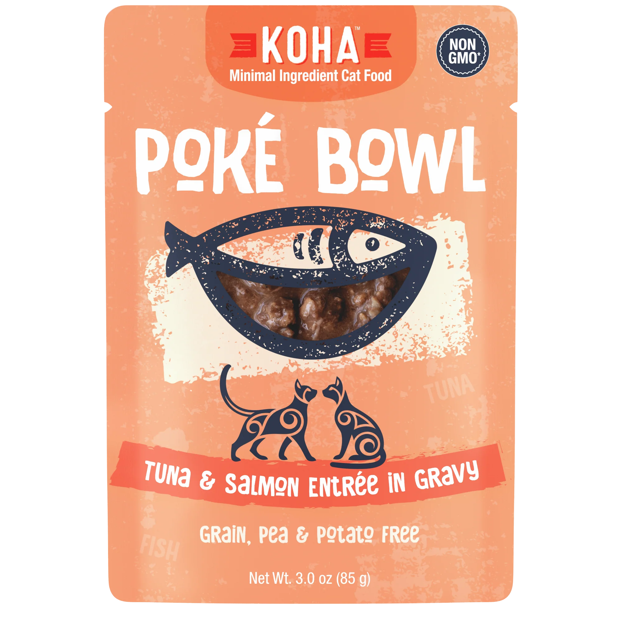 Koha Poke Bowl Cat Grain Free Tuna & Salmon in Gravy 3oz pouch