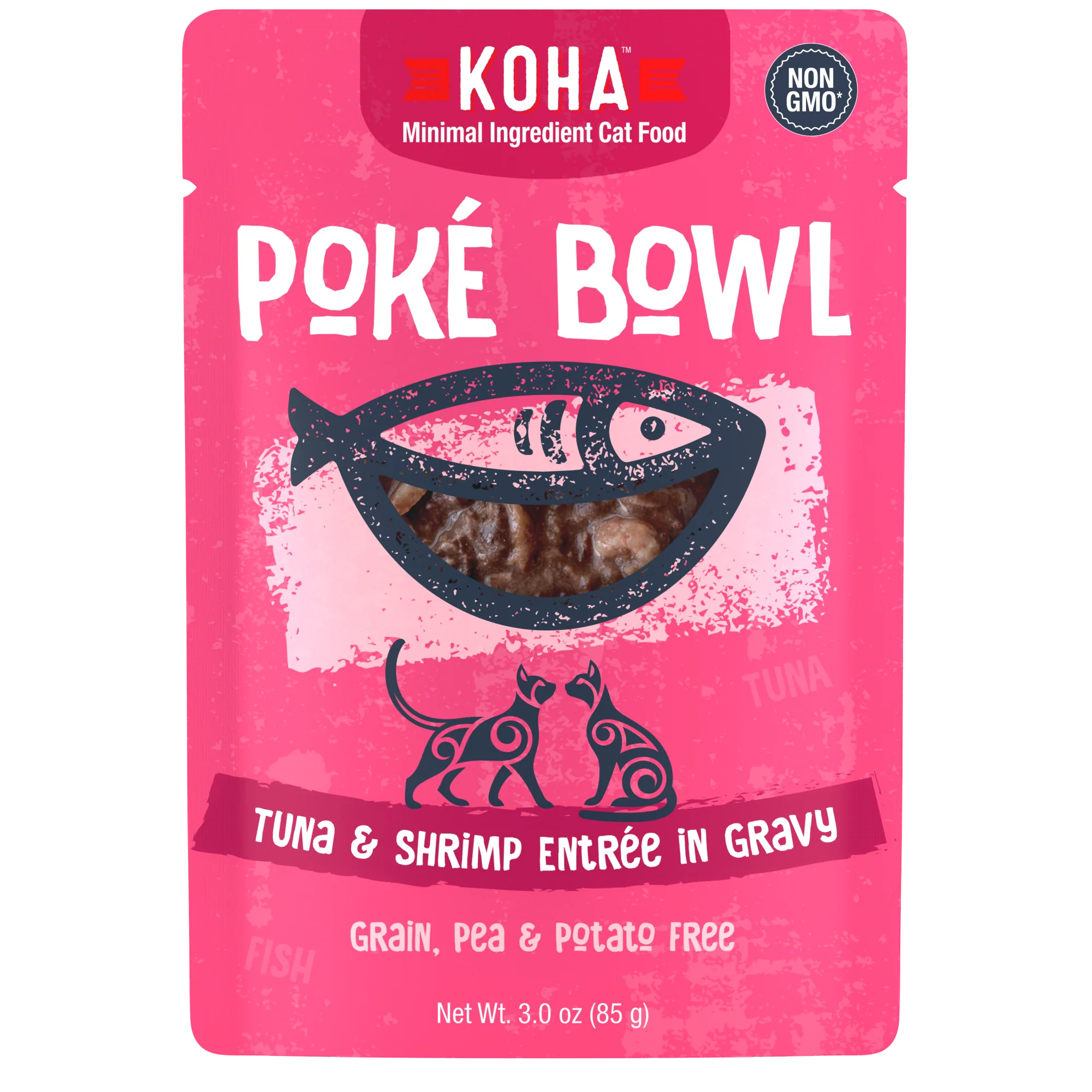 Koha Poke Bowl Cat Grain Free Tuna & Shrimp in Gravy 3oz pouch