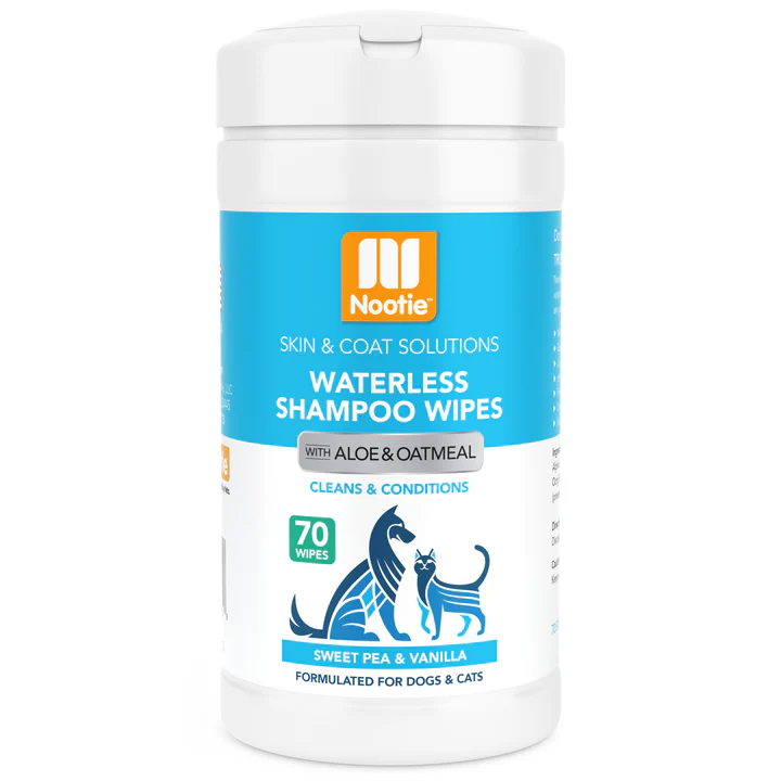 Nootie Waterless Shampoo Wipes For Cat & Dog Sweet Pea & Vanilla 70 Count