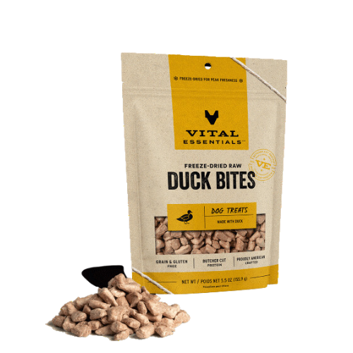 Vital Essentials Dog Treat Freeze Dried Raw Duck Bites 5.5oz