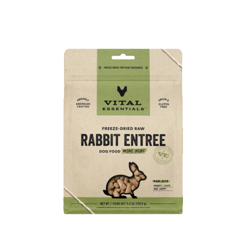 Vital Essentials Freeze Dried Raw Dog Food Rabbit Nibs 5.5oz