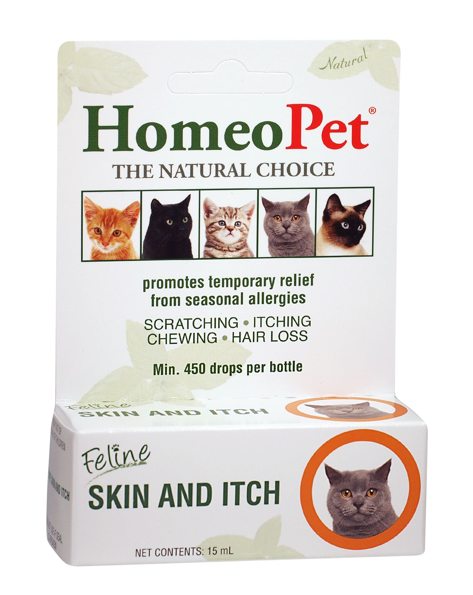 HomeoPet Cat Skin & Itch Natural Coat Enhancer 15MG