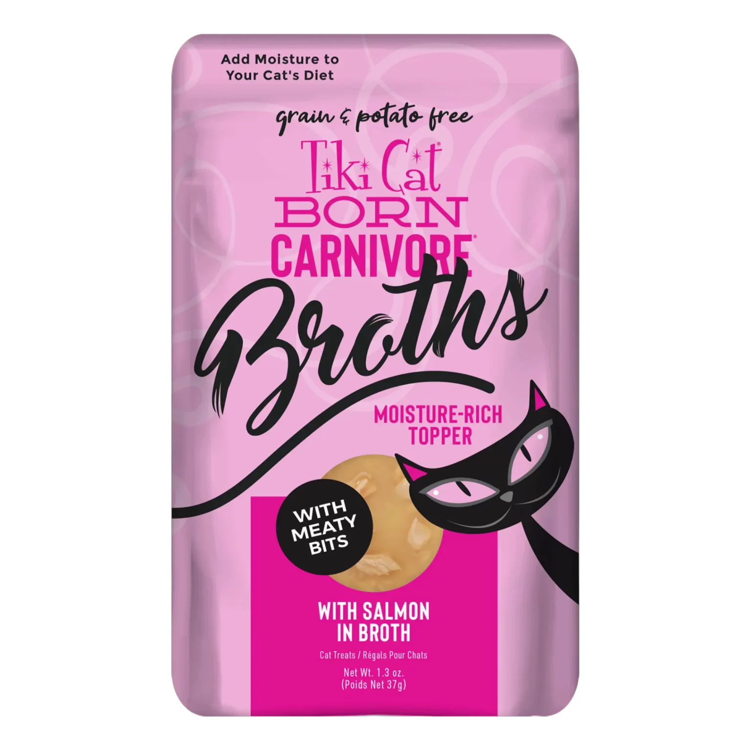 Tiki Pets Cat Broth Grain Free Salmon Pouch 1.3oz