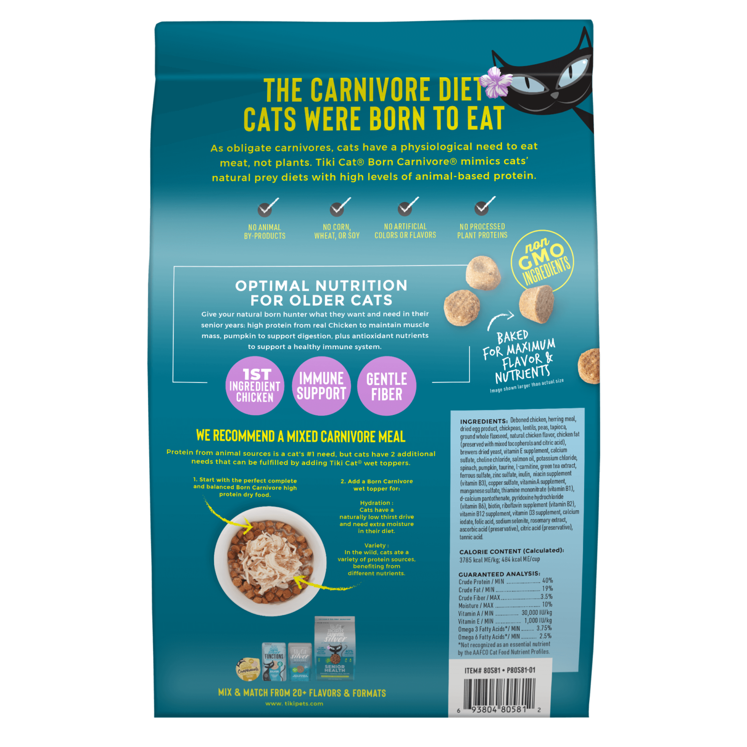 Tiki Cat Born Carnivore Silver Senior Kibble Chicken & Herring 5.6#