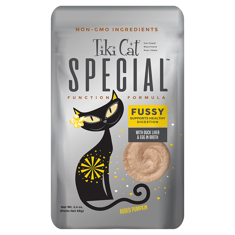 Tiki Cat Special Mousse Fussy Duck, Egg & Pumpkin in Broth 2.4oz Pouch