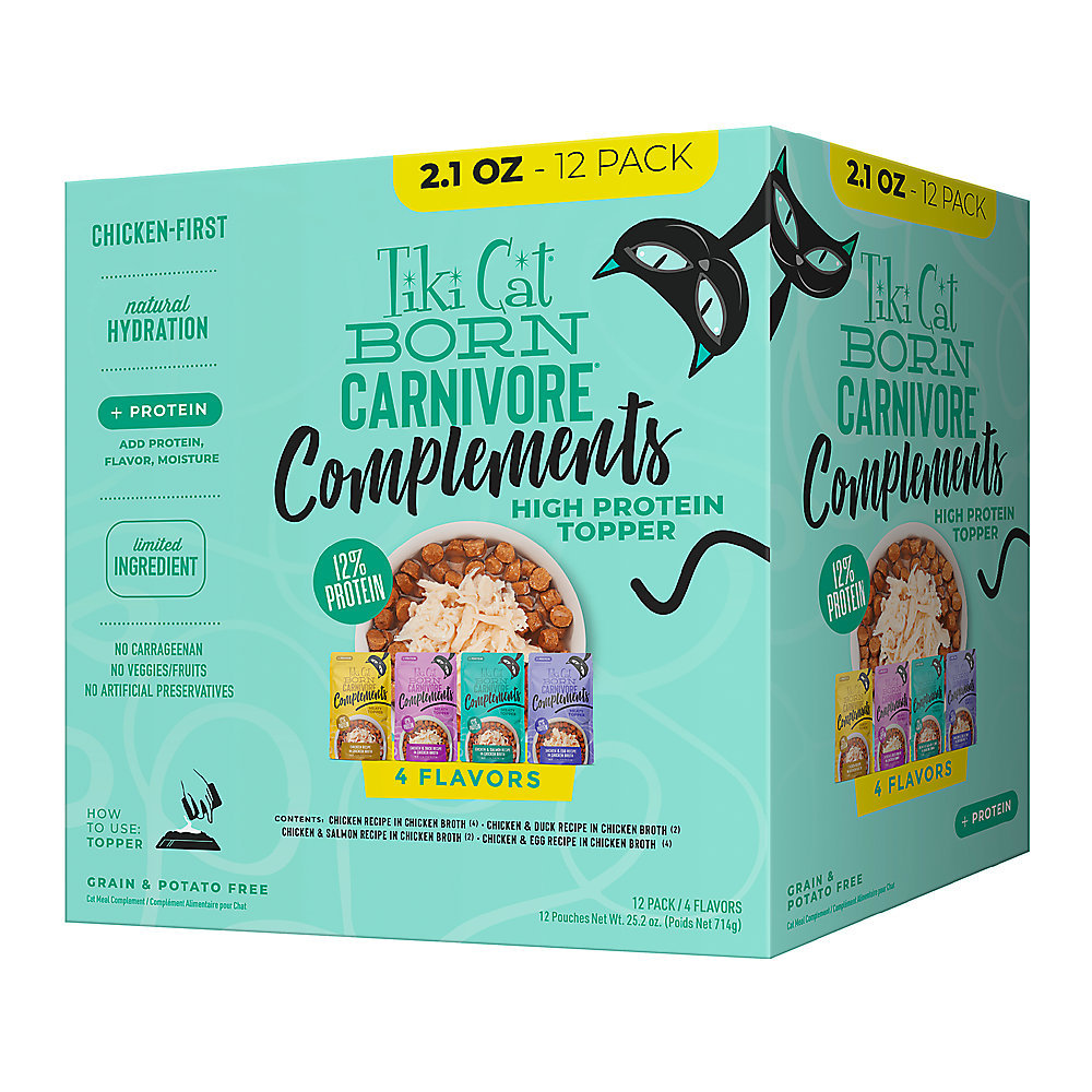 Tiki Cat Topper Born Carnivore Compliments Variety Pack 2.1oz 12 Pack