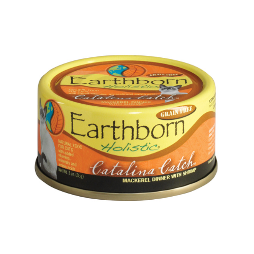 Earthborn Holistic Cat Grain Free Catalina Catch Mackerel Shrimp 3oz can