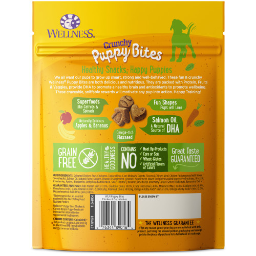 Wellness Puppy Bites Grain Free Crunchy Treats Chicken & Carrots 6oz