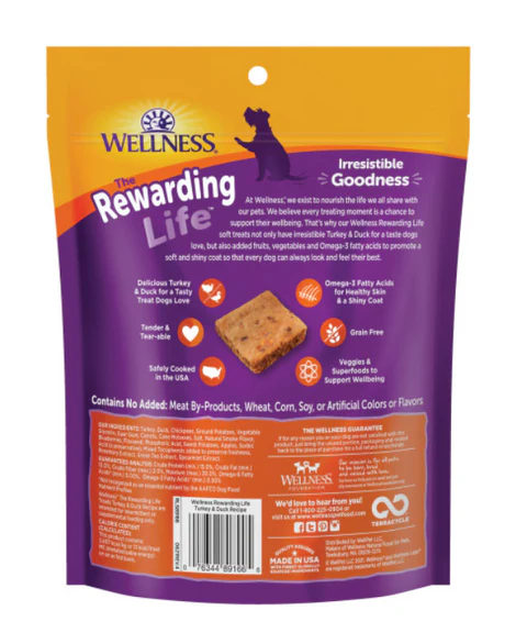 Wellness Rewarding Life Soft Grain Free Dog Treats Turkey & Duck 6oz
