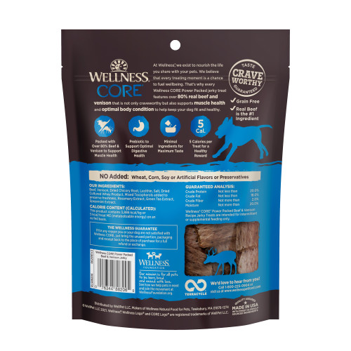 Wellness CORE Pure Rewards Grain Free Jerky Dog Treats Beef & Venison 4oz