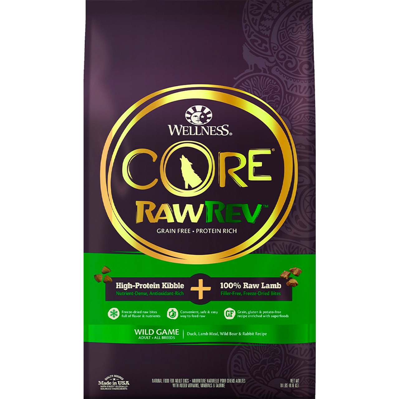 Wellness CORE Plus Dog Grain Free Duck Lamb Boar & Rabbit 18#