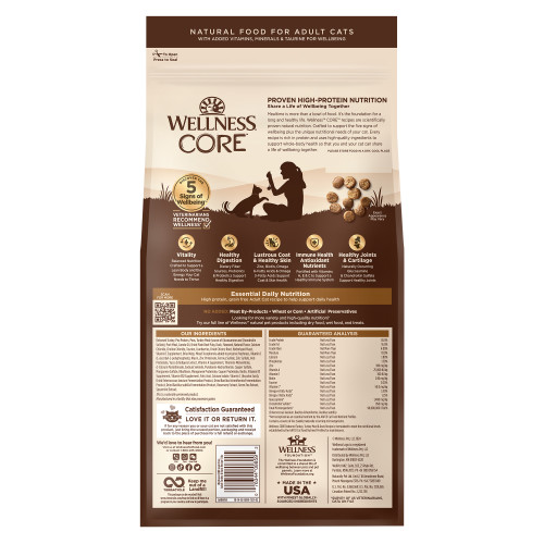Wellness CORE Cat Adult Grain Free Turkey & Duck Recipe 5#