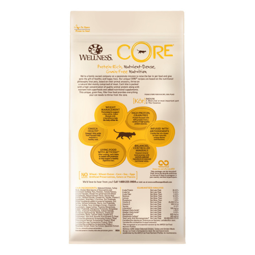 Wellness CORE Indoor Cat Adult Grain Free Chicken & Turkey Recipe 5#
