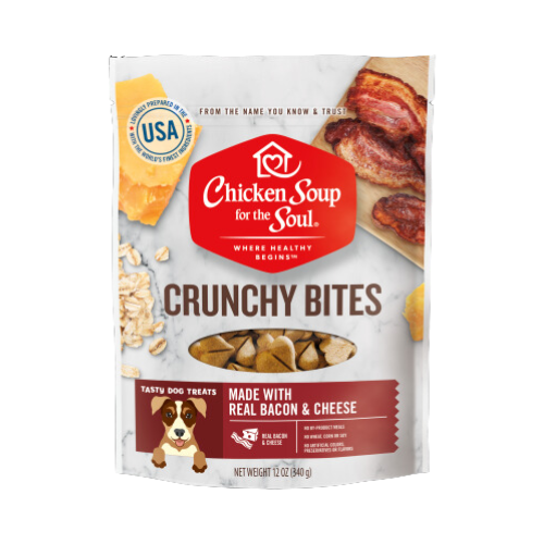 Chicken Soup Crunchy Bites Dog Treats Bacon & Cheese 12oz