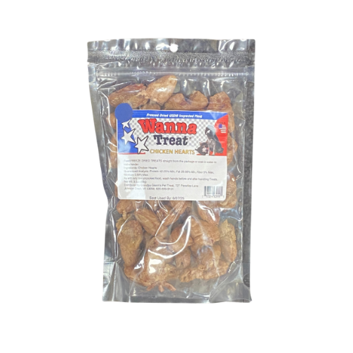 Wanna Treat Dog Treats Chicken Hearts 12oz