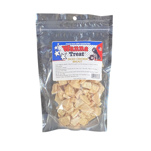 Wanna Treat Dog Treats Diced Chicken Breast 3oz