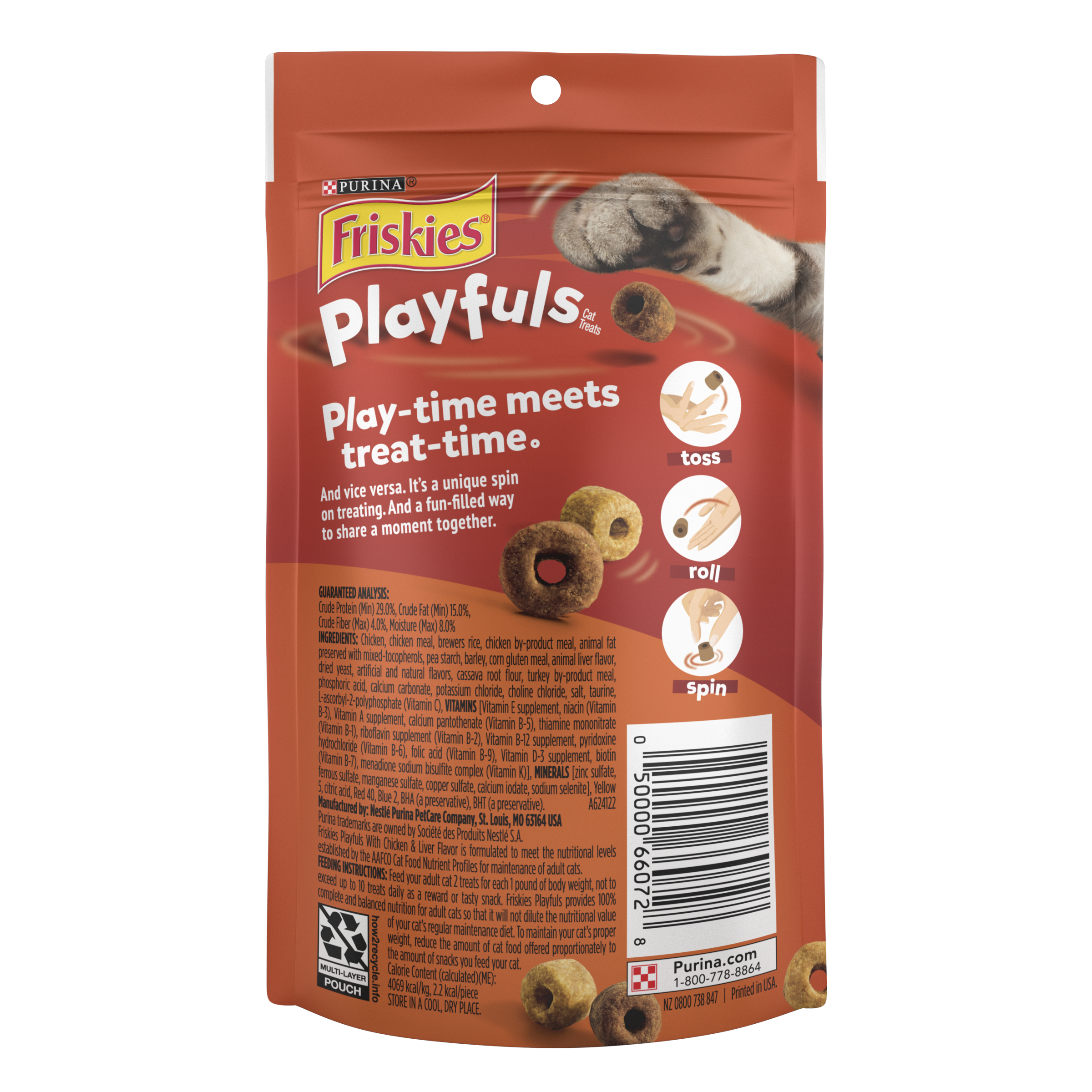 Purina Friskies Playfuls Cat Treats Chicken and Liver 2.1oz