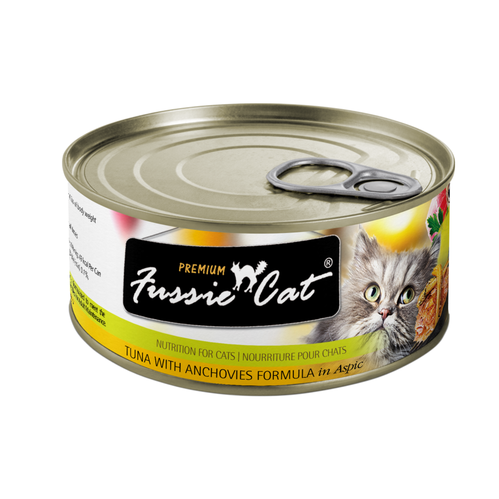 Fussie Cat Premium Tuna with Anchovies in Aspic 2.82oz can