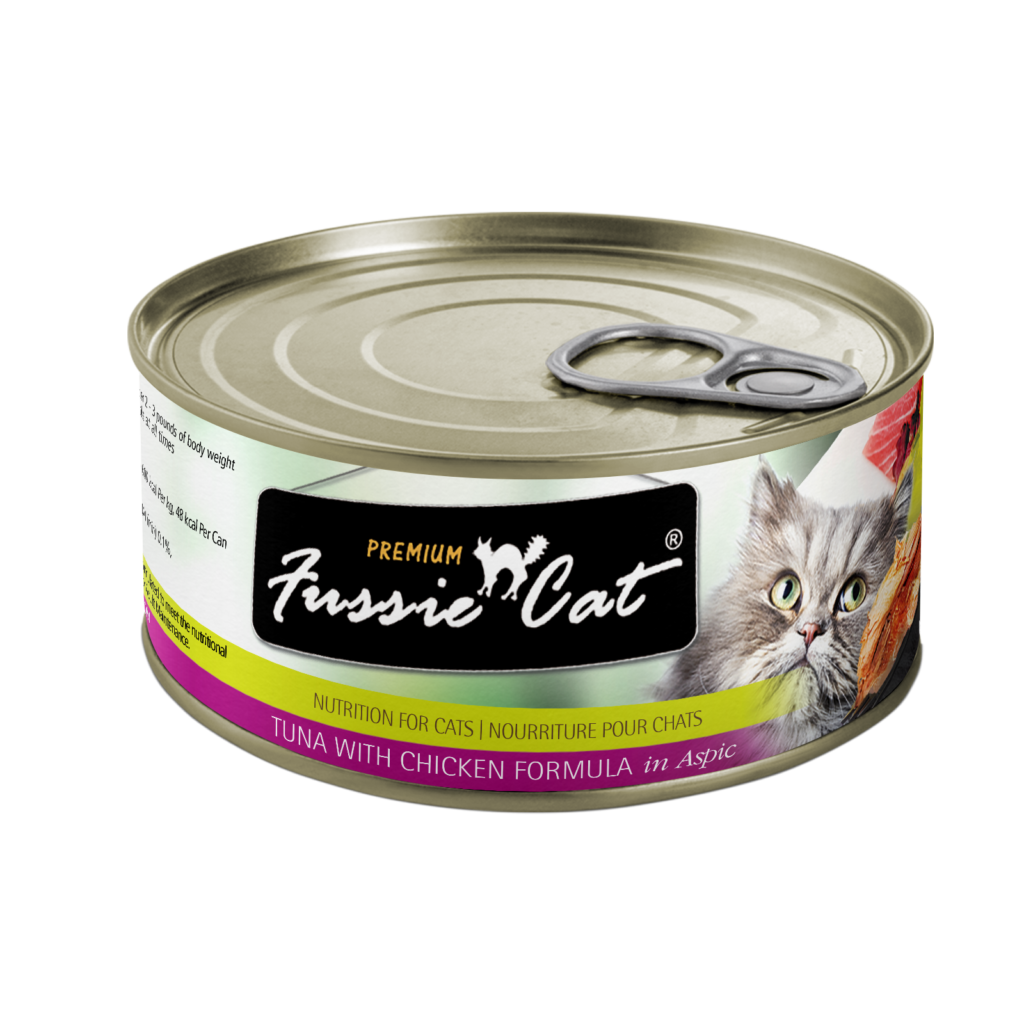 Fussie Cat Premium Tuna with Chicken in Aspic 2.82oz can