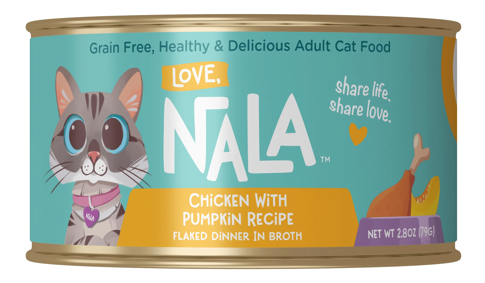 Love, Nala Cat Food Chicken Flaked With Pumpkin in Broth Can 2.8oz