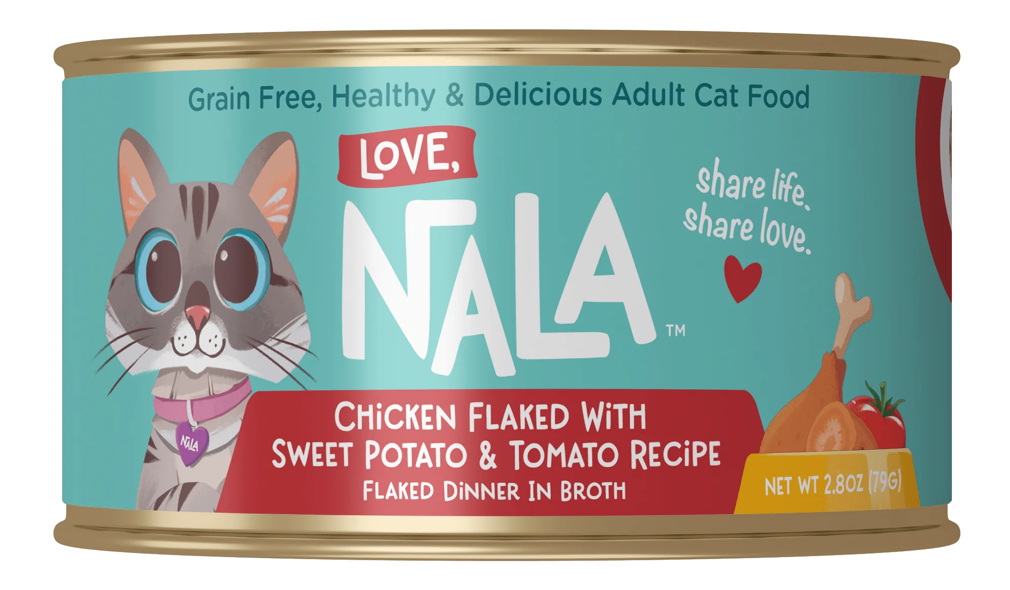 Love, Nala Cat Chicken Flaked With Sw Potato & Tomato in Broth Can 2.8oz