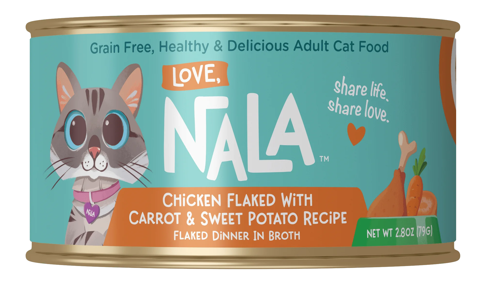 Love, Nala Cat Chicken Flaked With Carrot & Sw Potato in Broth Can 2.8oz