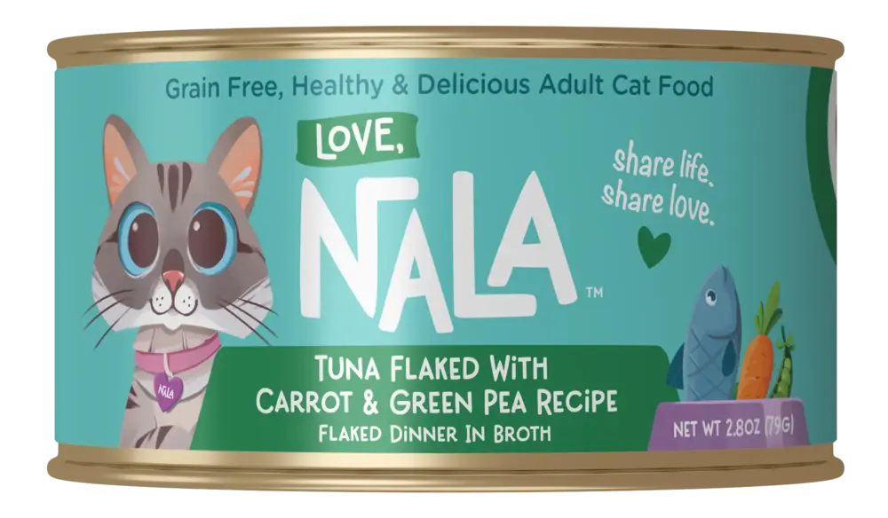 Love, Nala Cat Food Tuna Flaked With Carrot & Green Pea in Broth Can 2.8oz