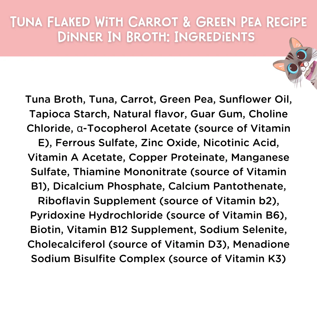 Love, Nala Cat Flaked Tuna, Carrot & Green Pea in Broth 2.8oz Can