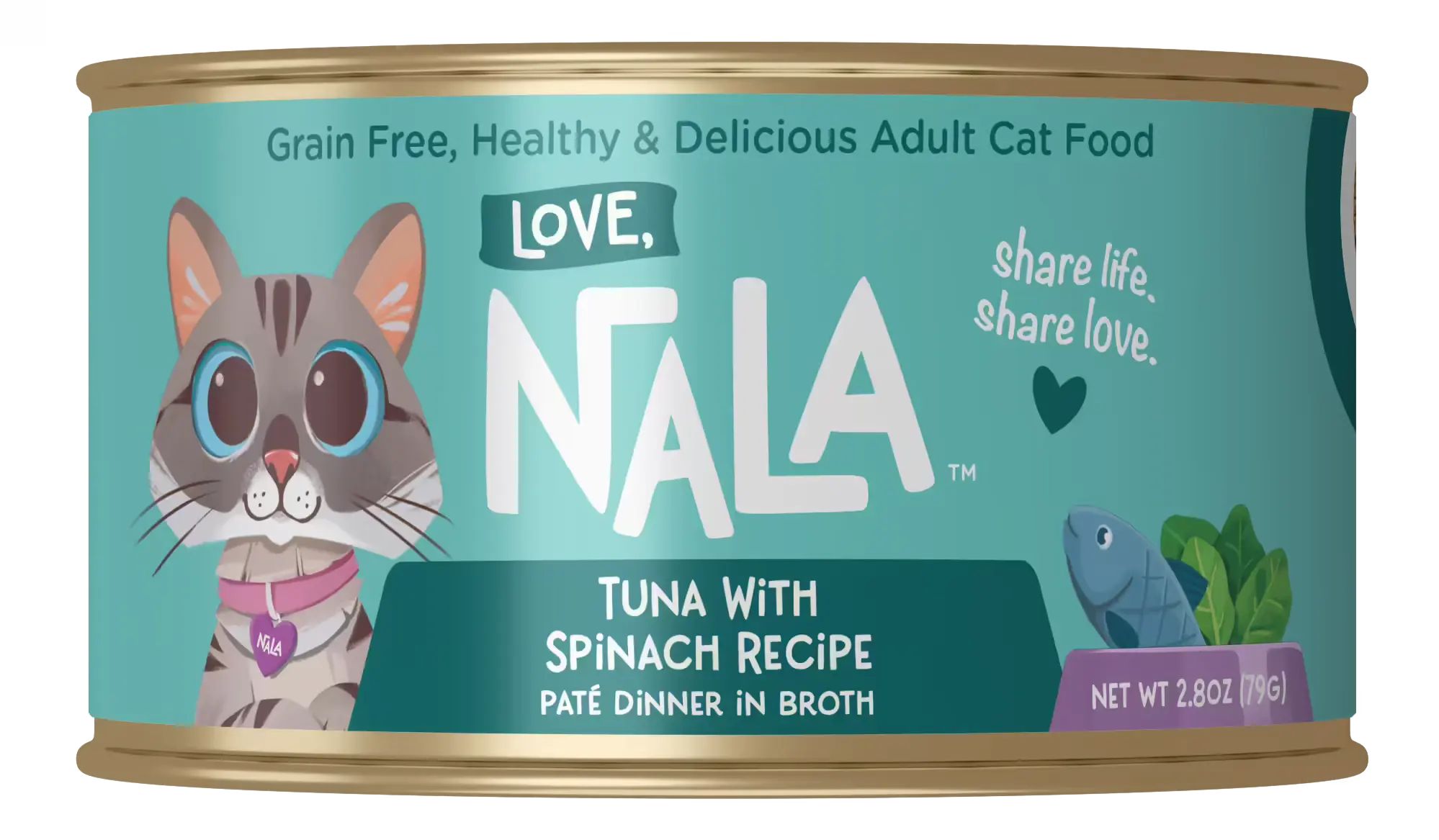 Love, Nala Cat Food Tuna Pate With Spinach in Broth Can 2.8oz