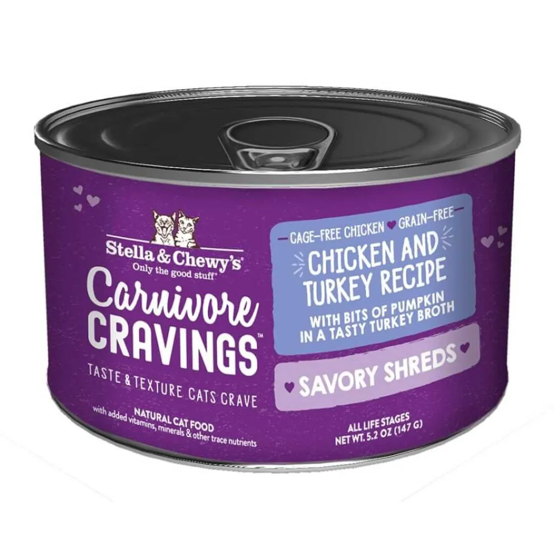 Stella & Chewys Cat Carnivore Cravings Shreds Chicken & Turkey Can 5.2oz