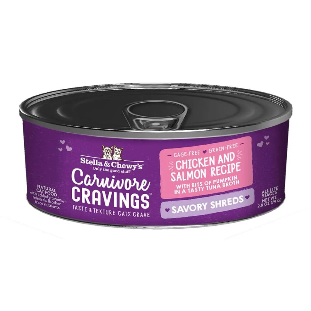 Stella & Chewys Cat Carnivore Cravings Shreds Chicken & Salmon Can 5.2oz