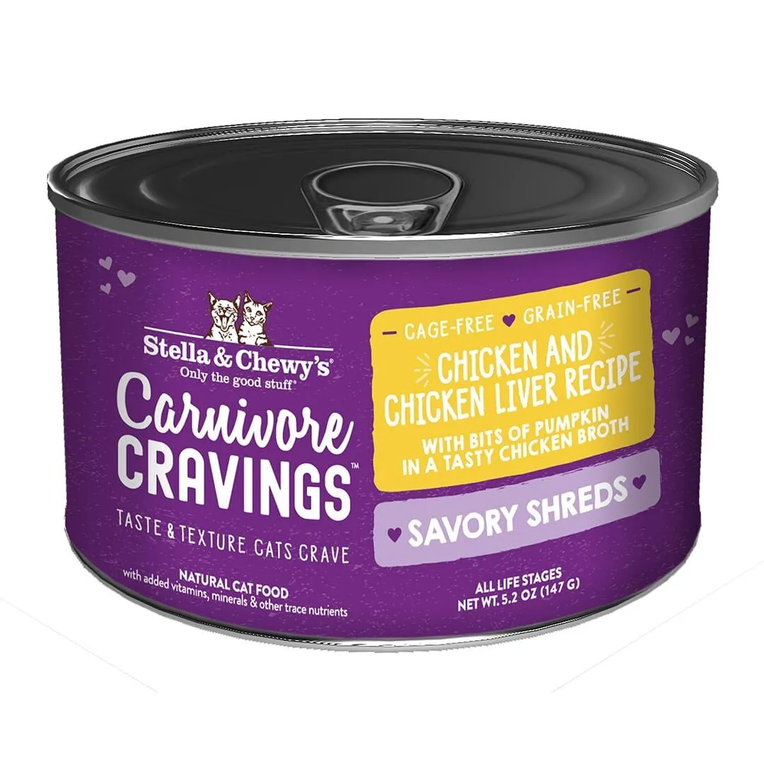 Stella & Chewys Cat Carnivore Cravings Shreds Chicken & Liver Can 5.2oz