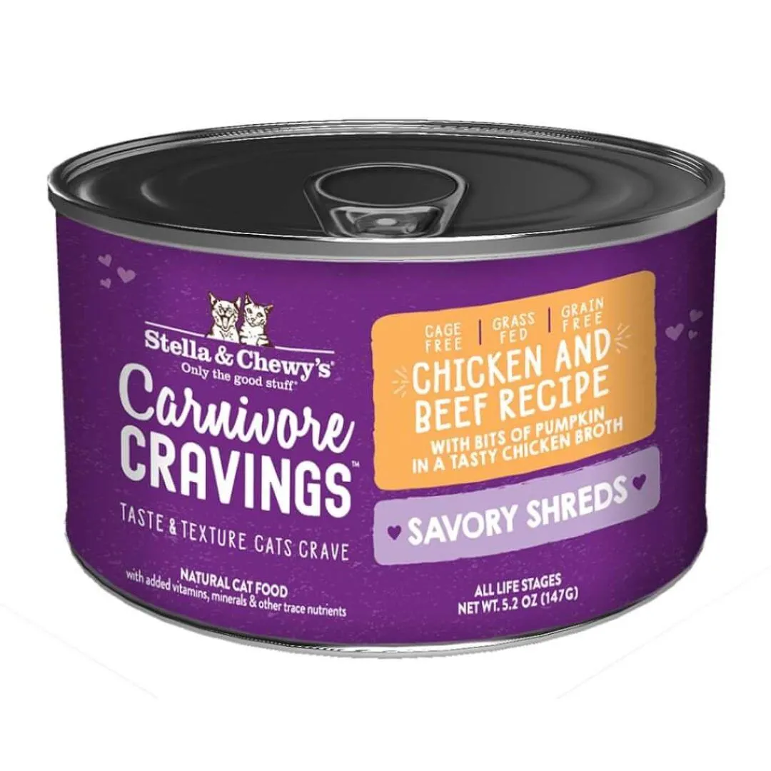 Stella & Chewys Cat Carnivore Cravings Shreds Chicken & Beef Can 5.2oz