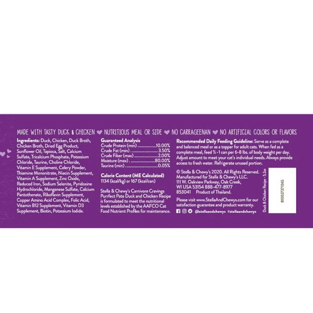 Stella & Chewy's Cat Carnivore Cravings Duck & Chicken Pate 5.2oz Can