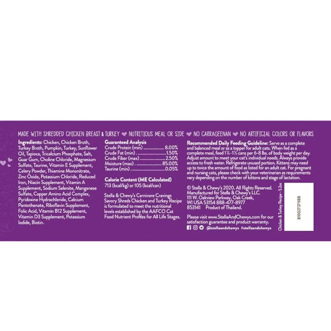 Stella & Chewy's Cat Carnivore Cravings Shreds Tuna & Salmon 2.8oz Can