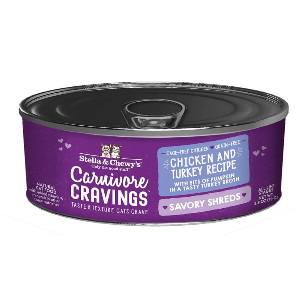 Stella & Chewys Cat Carnivore Cravings Shreds Chicken & Turkey Can 2.8oz