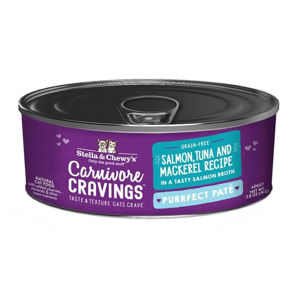 Stella & Chewys Cat Carnivore Cravings Pate Salmon Tuna Mackerel Can 2.8oz