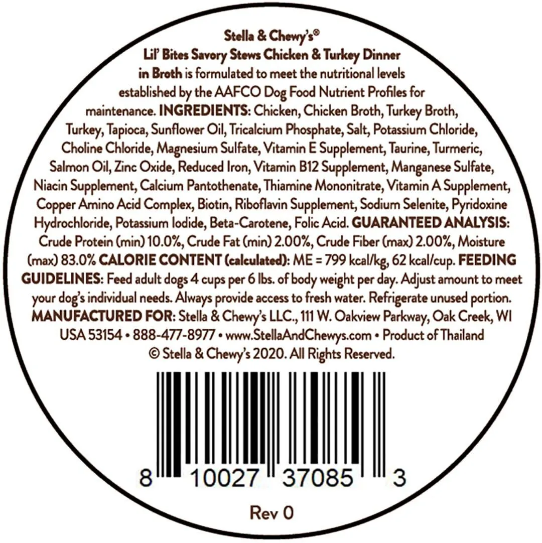 Stella & Chewy's Dog Small Breed Lil Bites Chicken & Turkey Stew 2.7oz