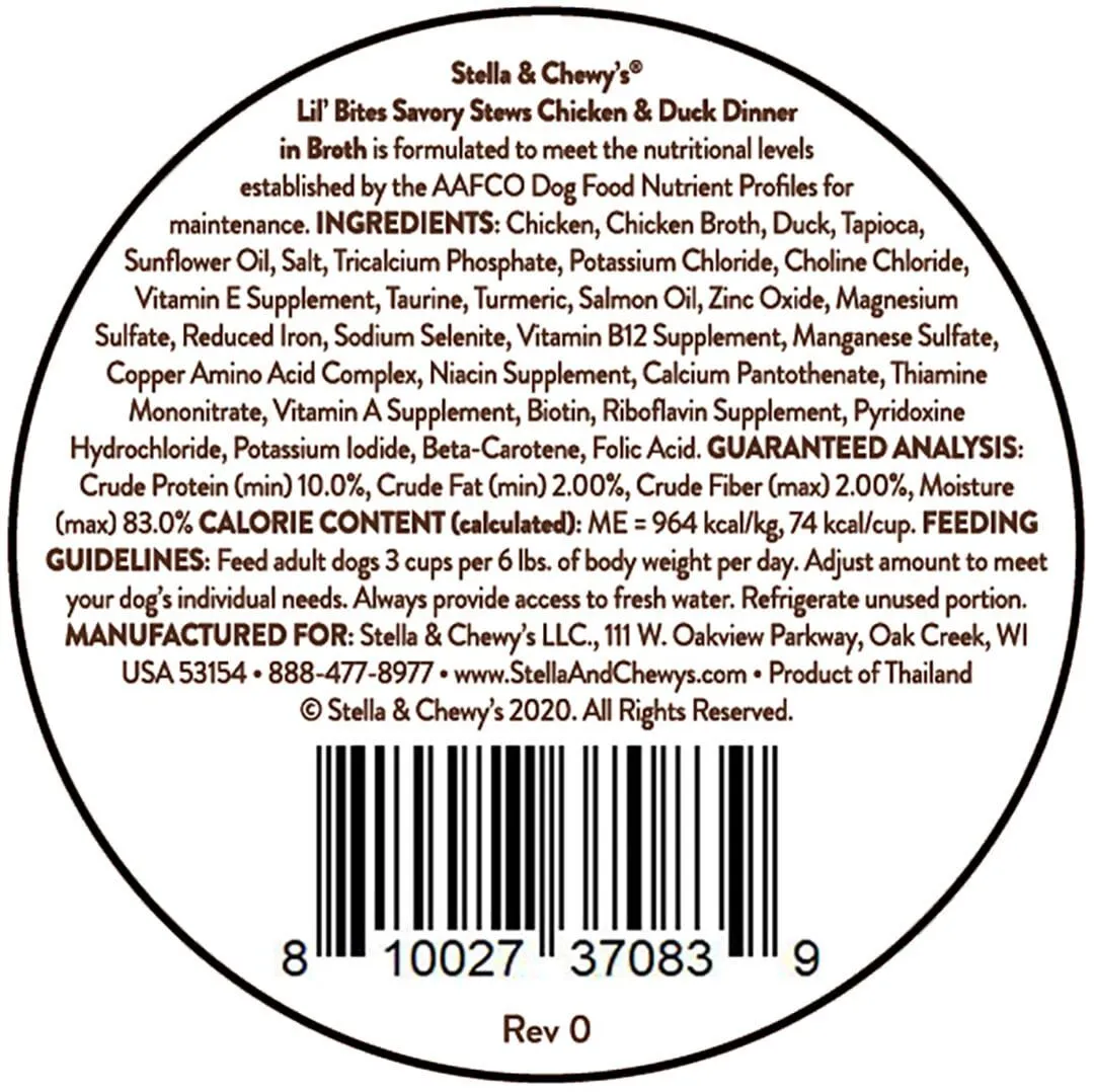 Stella & Chewy's Dog Small Breed Lil Bites Chicken & Duck Stew 2.7oz