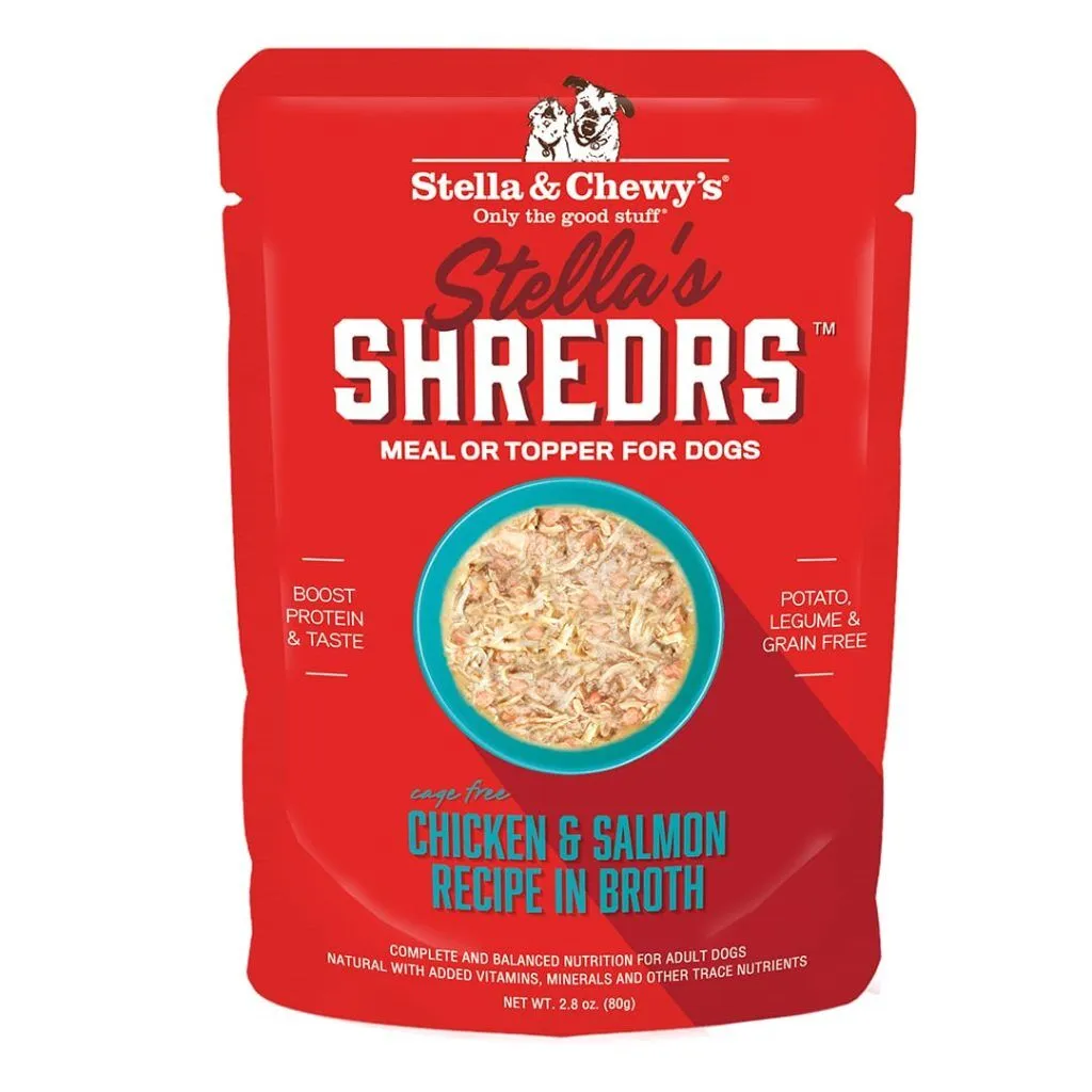 Stella & Chewys Dog Food Topper Shredrs Chicken & Salmon In Broth 2.8oz