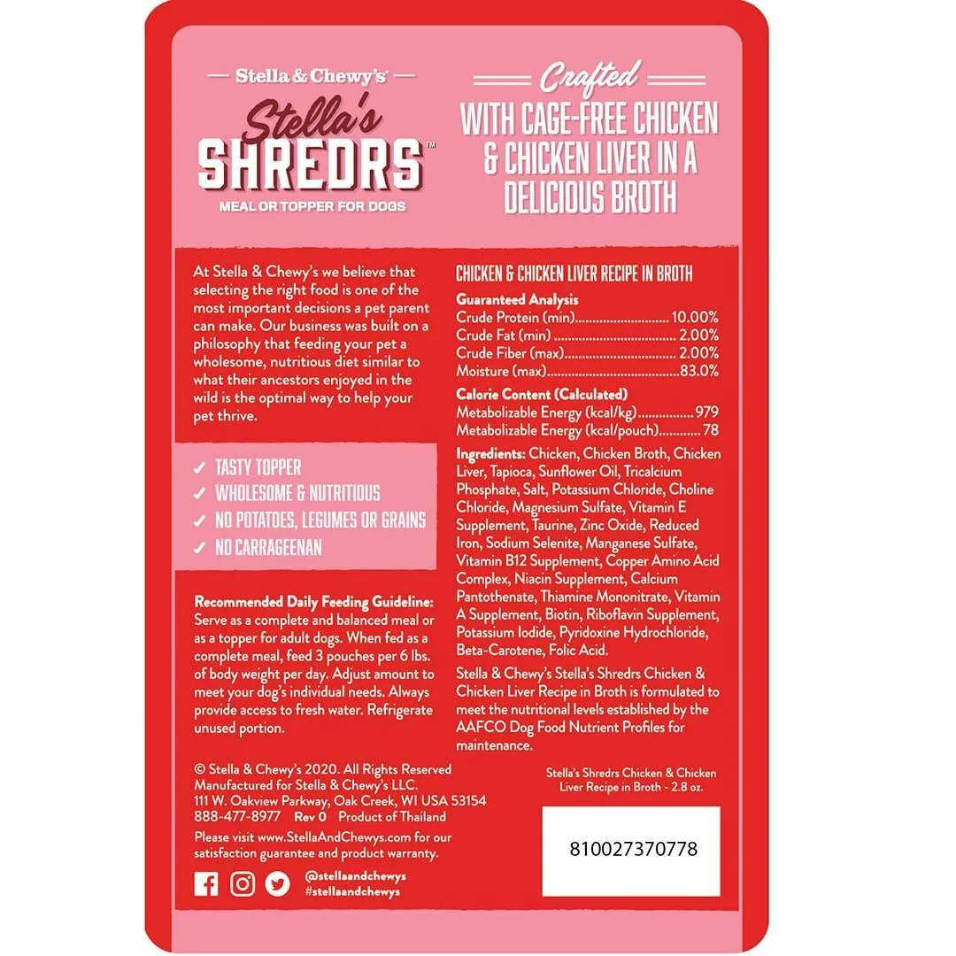 Stella & Chewy's Shredrs Dog Chicken & Liver in Broth 2.8oz