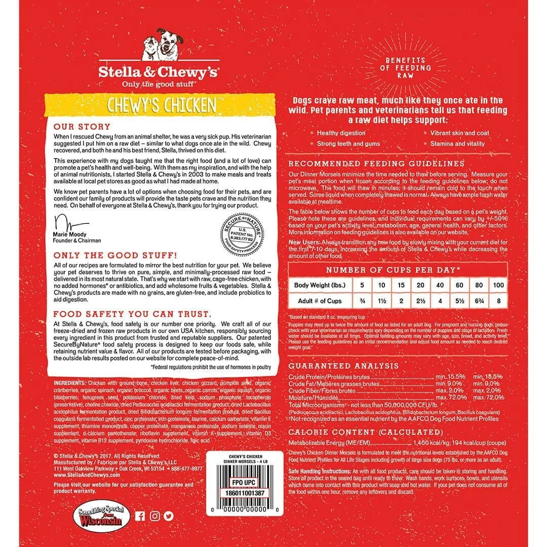 Stella & Chewy's Dog Chicken Frozen Raw Dinner Morsels 4#