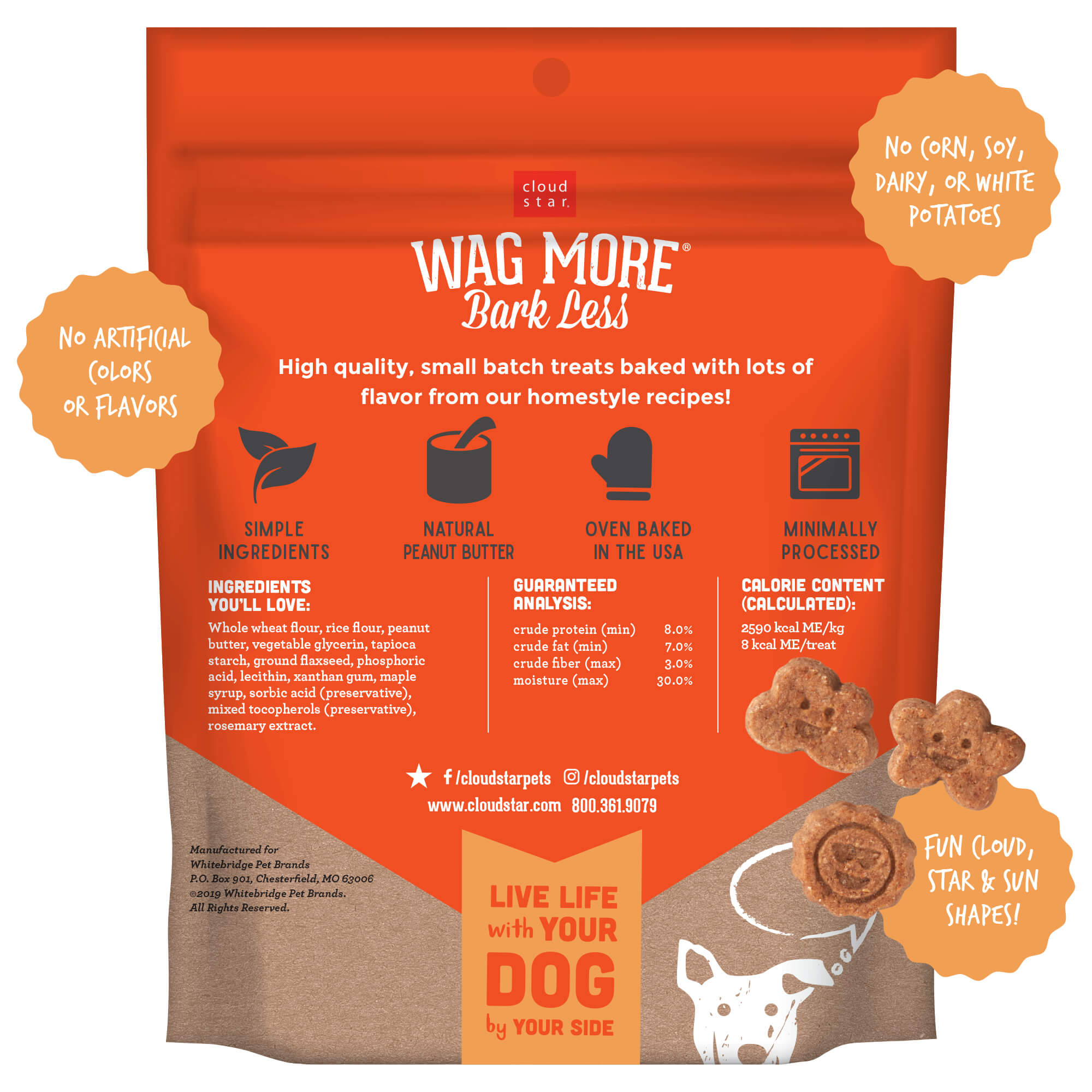 Cloud Star Wag More Bark Less Dog Treats Grain Free Peanut Butter 14oz
