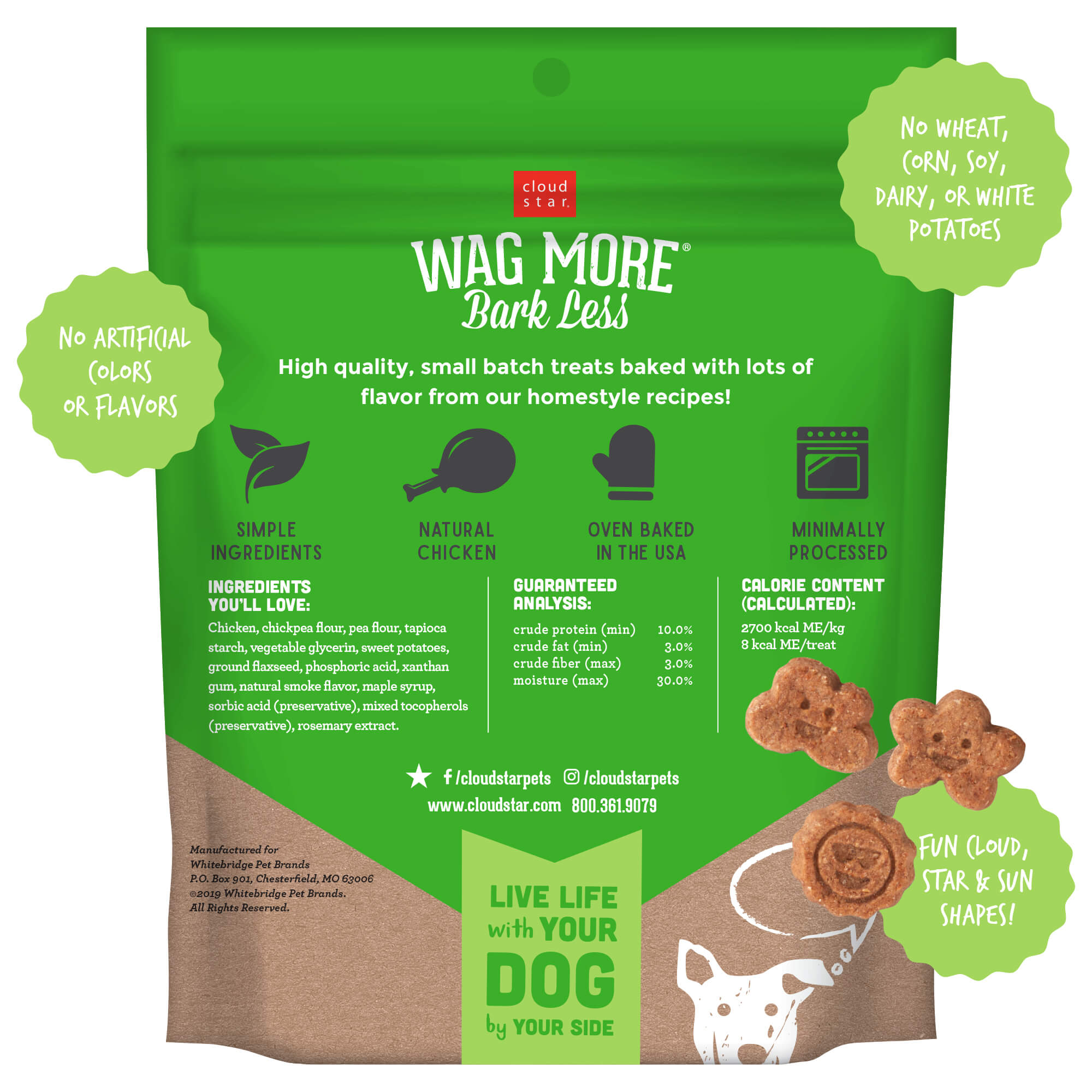 Cloud Star Wag More Bark Less Dog Treats Grain Free Chicken SwPotato 5oz