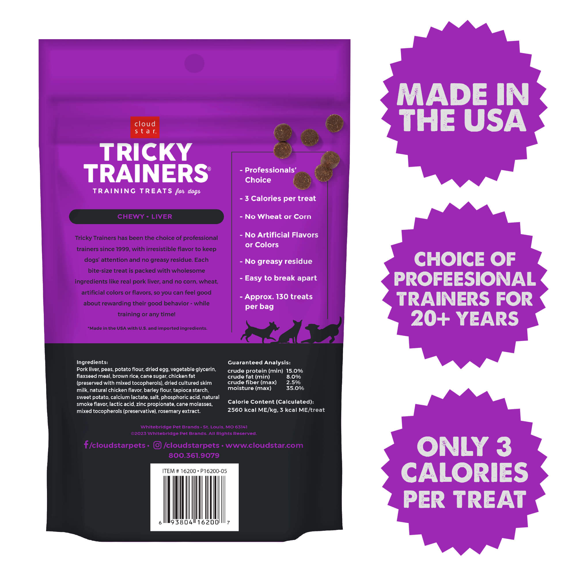 Cloud Star Tricky Trainers Dog Treat Chewy Liver 5oz