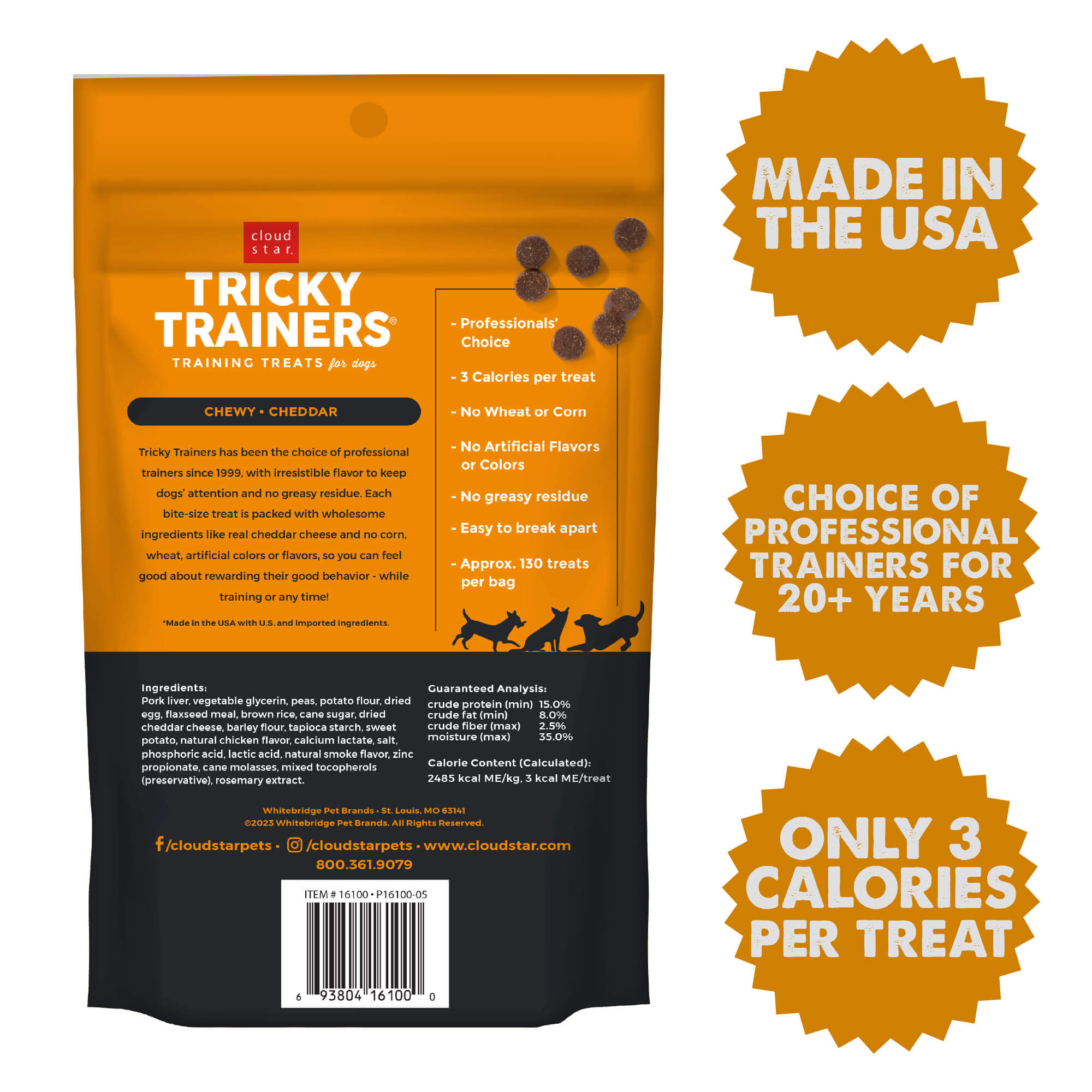 Cloud Star Tricky Trainers Dog Treat Chewy Cheddar 14oz