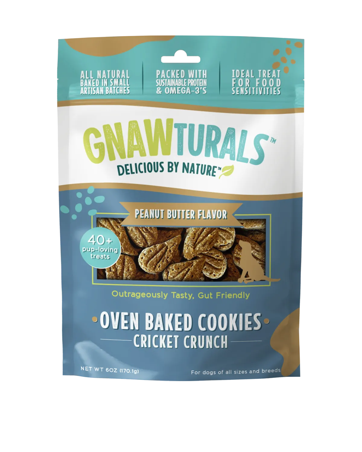 Gnawturals Dog Treats Peanut Butter Cricket Crunch 6oz